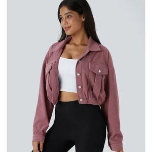 HALARA Rose Pink Corduroy Utility Jacket